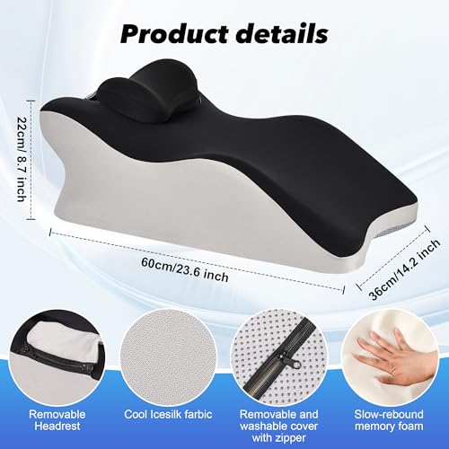 Aduken Reading Pillow for Bed, Adult Memory Foam Ergonomic Back Support Pillow for Sitting up, Prone Pillow Face Down Sleep, Wedge Pillow for Back Pain Relief - Image 3
