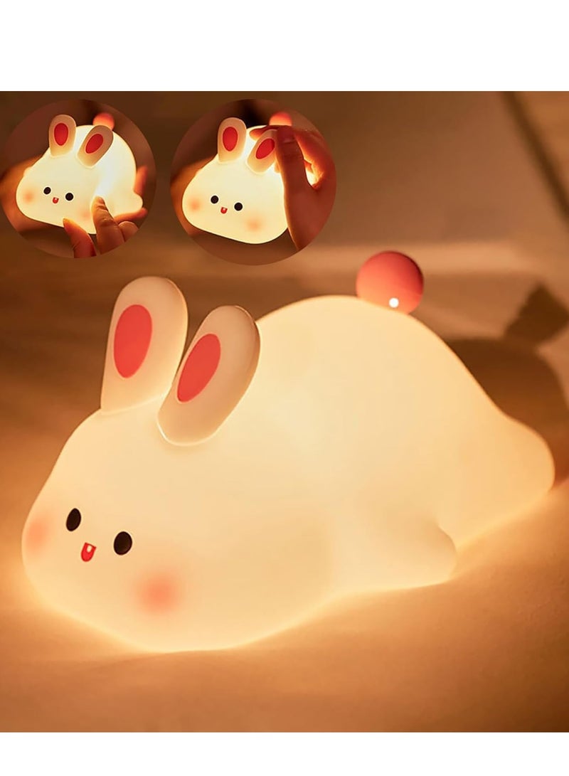 ELTRAZONE Night Light for Children – Cute Bunny LED Lamp, Dimmable Silicone Night Lamp for Baby & Nursery, Rechargeable Touch Bedside Lamp, Soft Glow Rabbit Night Light for Kids Room Decor, Ideal Gift for Girls - Image 1