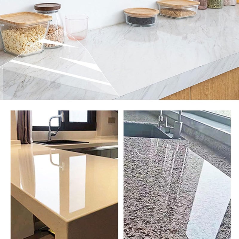 KAPIX Kitchen Backsplash Wall Protector, Transparent Self-Adhesive Sticker| Heat Resistant, Waterproof Cupboard Sticker for Home-Kitchen Furniture, Oil Proof Clear-Protective Sheet (51 x 250 cm) - Image 3