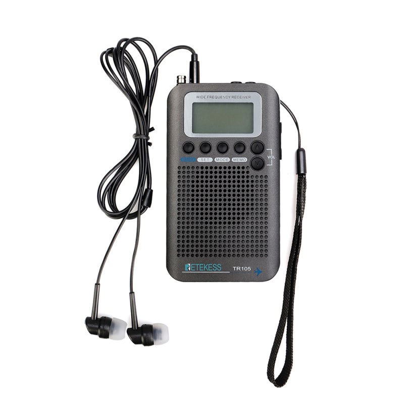 Retekess TR105 Portable Aircraft Band Radio FM AM AIR SW Multi Band Radio Digital Tuning Radio LCD Display Timer ON/OFF Clock with Headphone Lanyard - Image 3