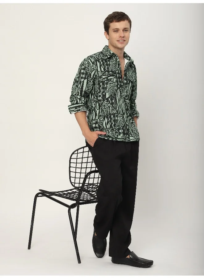 Beyoung Grey and Black Abstract Print Shacket