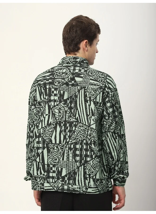 بيونغ Grey and Black Abstract Print Shacket