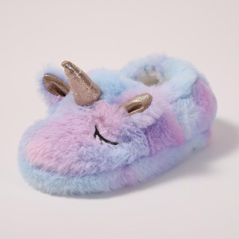 Enteer Baby Girls' Unicorn House Slippers Purple US 7-8 - Image 3
