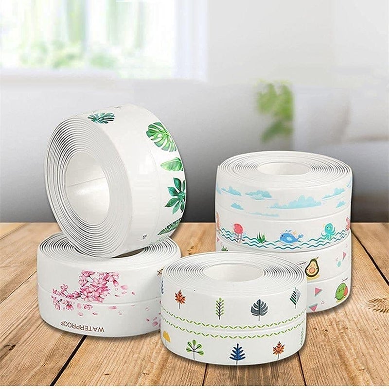 Surfexa Silicone Waterproof Tape Caulk Strip,Tree Self Adhesive Sealing PVC Caulk Strip Tape for Kitchen Toilet Bathroom Bathtub Sink Basin Edge Floor, Wall Sealing Wall Edge - Image 1