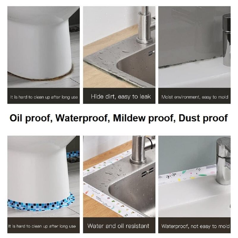 Surfexa Silicone Waterproof Tape Caulk Strip,Tree Self Adhesive Sealing PVC Caulk Strip Tape for Kitchen Toilet Bathroom Bathtub Sink Basin Edge Floor, Wall Sealing Wall Edge - Image 5