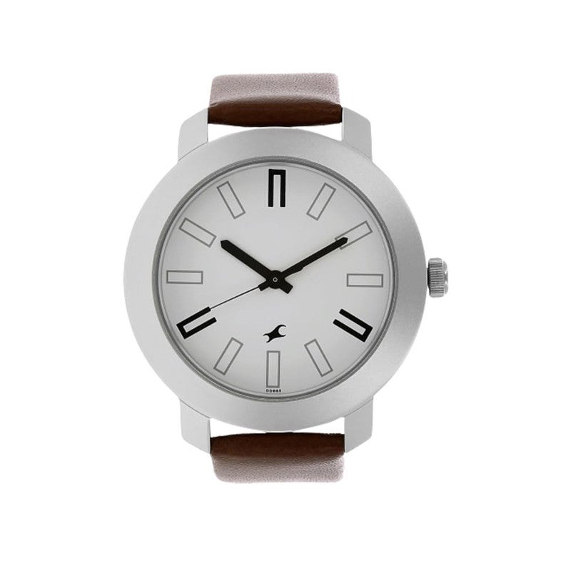 Fastrack Quartz Analog White Dial Leather Strap Watch for Guys-NS3120SL01/NT3120SL01 - Image 1