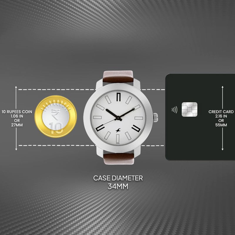 Fastrack Quartz Analog White Dial Leather Strap Watch for Guys-NS3120SL01/NT3120SL01 - Image 4