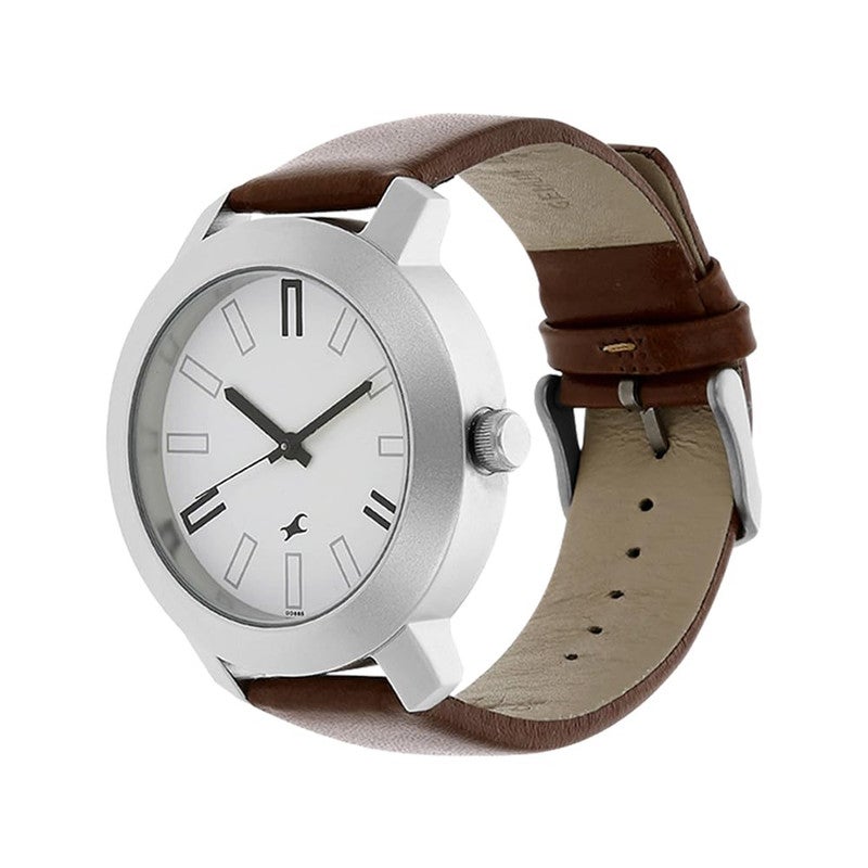 Fastrack Quartz Analog White Dial Leather Strap Watch for Guys-NS3120SL01/NT3120SL01 - Image 3