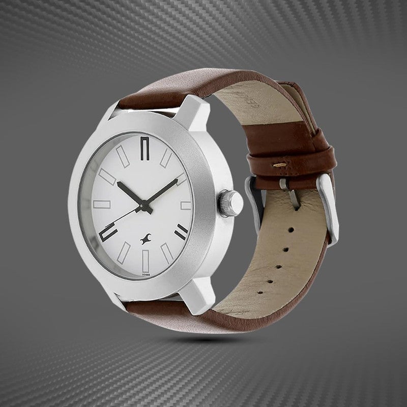 Fastrack Quartz Analog White Dial Leather Strap Watch for Guys-NS3120SL01/NT3120SL01 - Image 2
