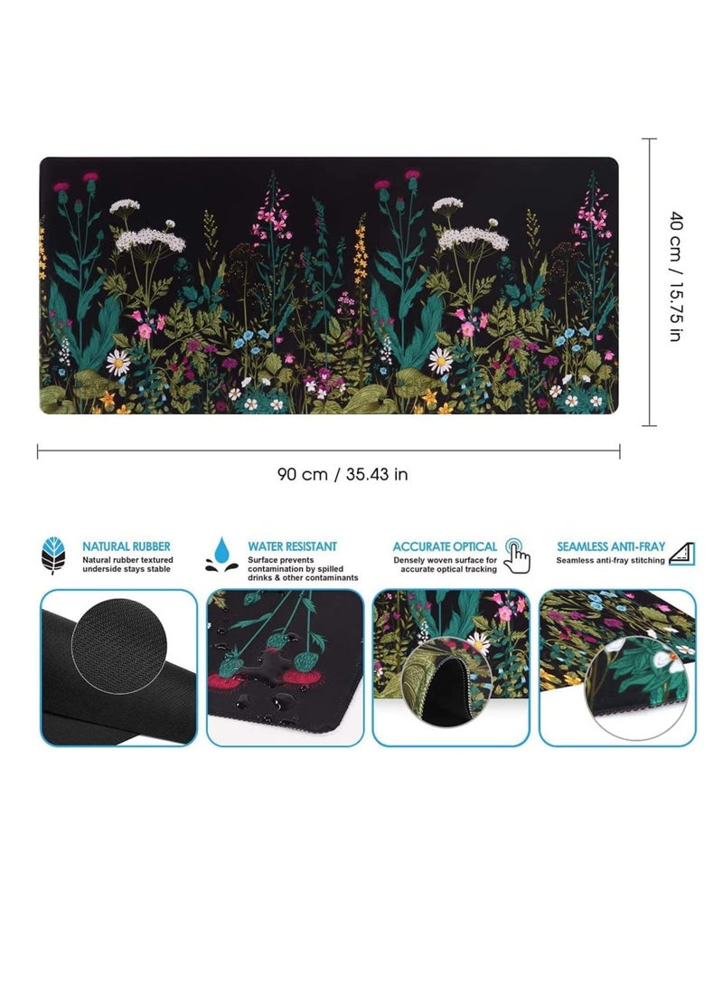 سجادة مكتب، سجادة مكتب كبيرة، لوحة ماوس ألعاب ممتدة XXL 900 مم × 400 مم × 3 مم، لوحة ماوس مكتب كبيرة، لوحة ماوس بقاعدة مطاطية مع حواف مخيطة، لوحة ماوس لوحة مفاتيح للعمل والألعاب والمكتب والمنزل - Image 2