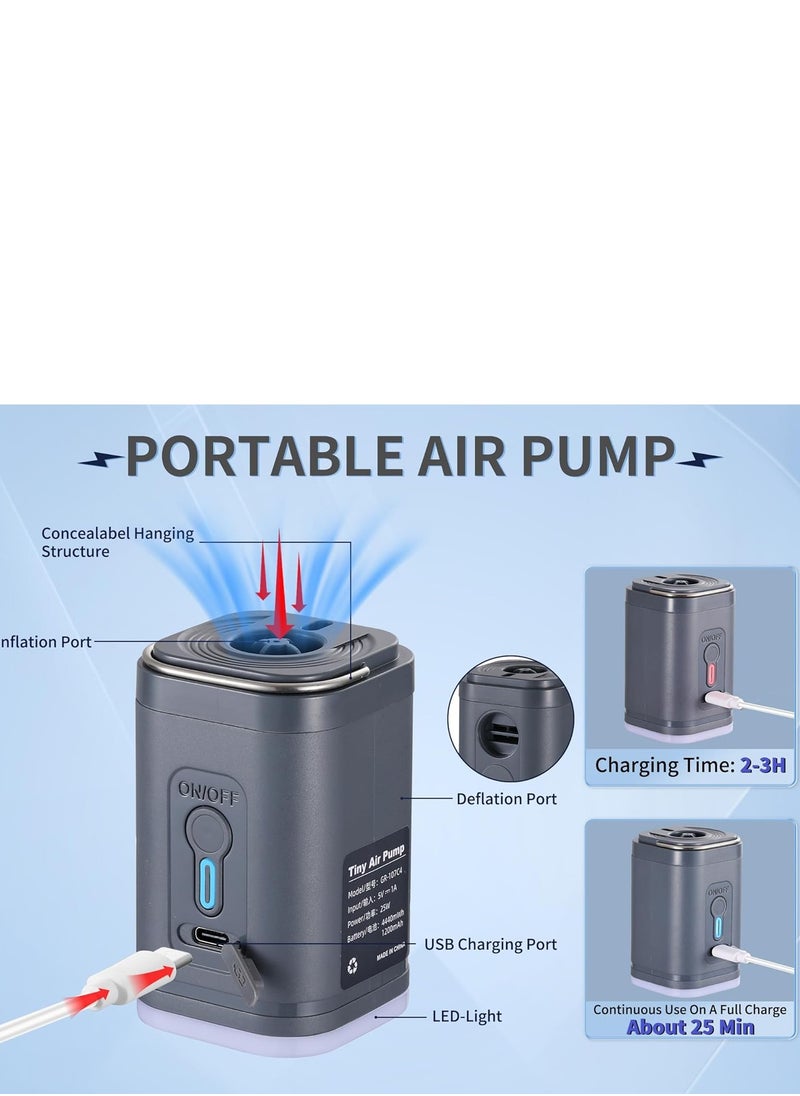 Furtey - Electric Air Pump for Inflatables, Portable Mini Vacuum Pump with 5 Nozzles for Sleep Pads, Blow Up Pool Raft Bed Boat Toys, Vacuum Bags, Yoga Exercise Ball, Swimming Rings - Image 1