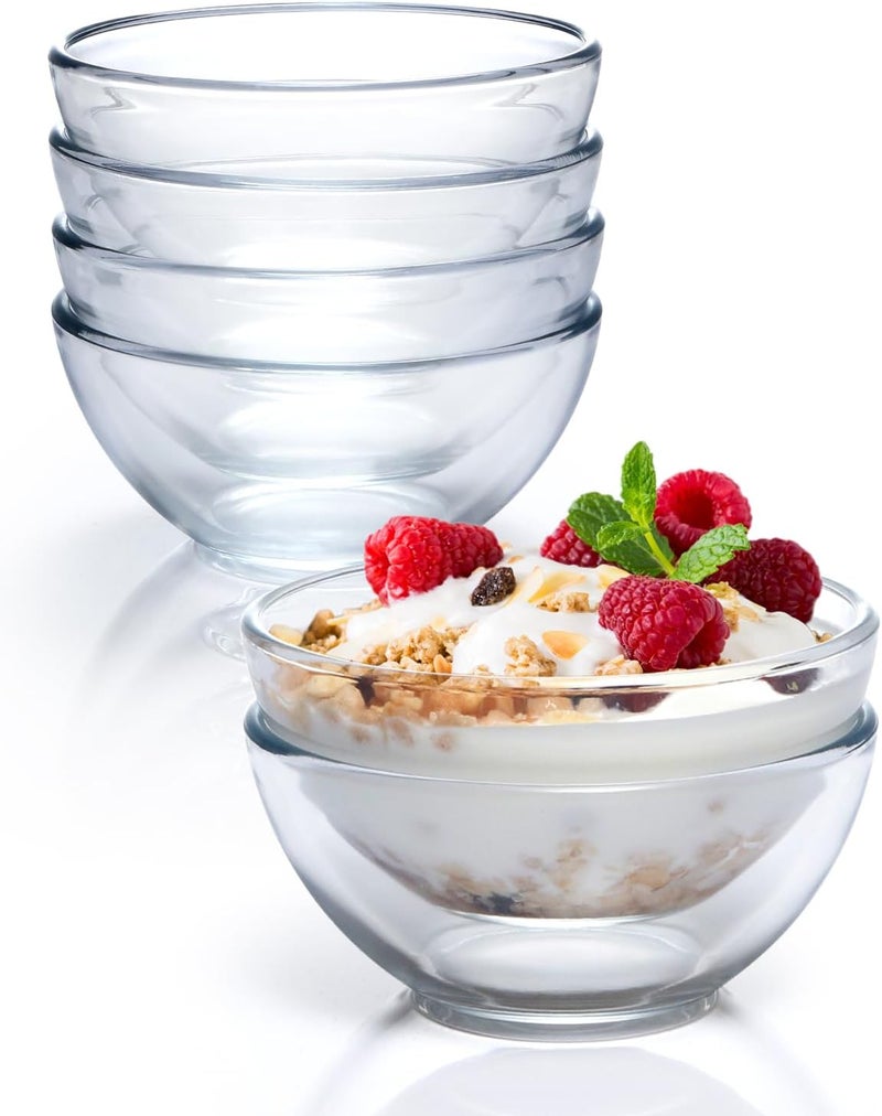 NUTRIUPS 5 Inch Small Glass Bowls Set of 6 Tempered Glass Sauce Bowls for Kitchen Microwave and Oven Safe - Image 1