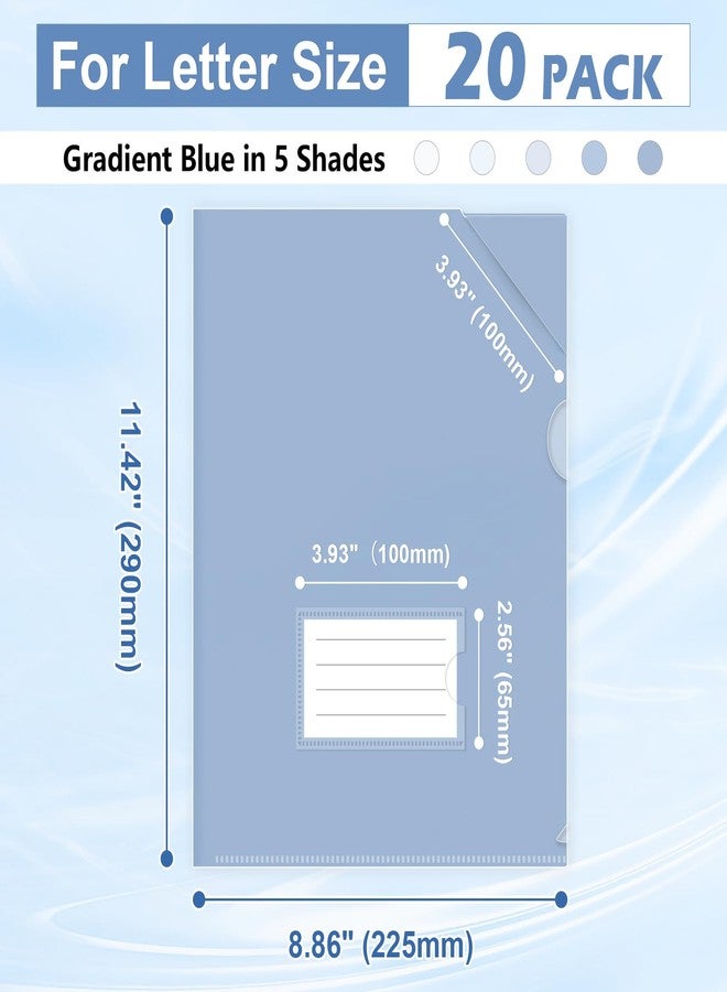 HOUYEE 20 Pack Clear Document Folders,L-Type Plastic File Folder Sleeves with Anti-Slip Corner & Label Pocket,Project Folders Paper Sheet Protectors for 8.5" x 11" Letter Size, for Home Office School - Image 2