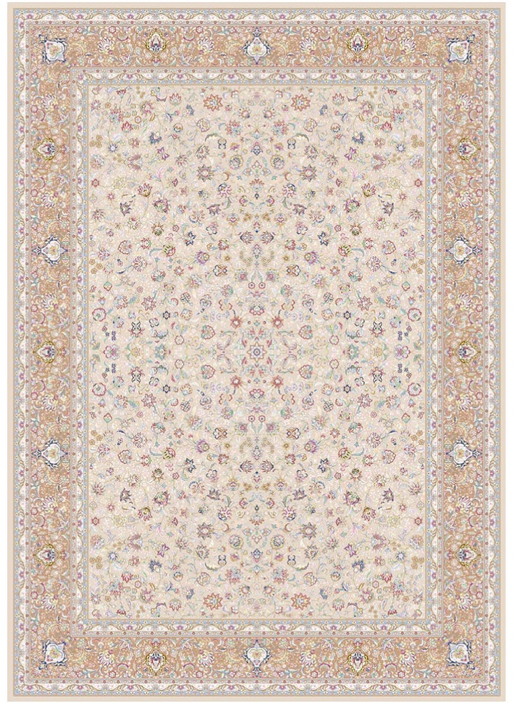 Art World Gallery Interior Luxurious Classic Rectangular Anti-Slip Carpet Made of High Quality Silk and Acrylic - Creamy Beige 041 