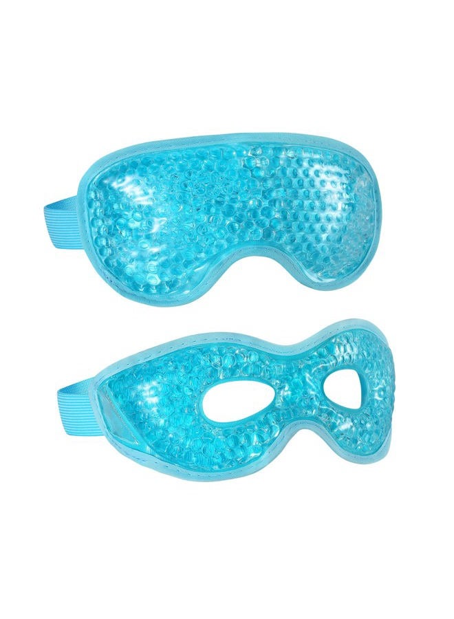 CONSGIJI 2PCS Gel Eye Mask, Reusable Hot Cold Therapy Eye Mask for Puffiness /Dark Circles/Eye Bags /Dry Eyes/Headaches/Migraines/Stress Relief, Cooling and Compress Eye Mask (Blue) - Image 1
