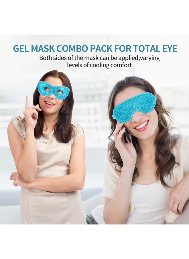 CONSGIJI 2PCS Gel Eye Mask, Reusable Hot Cold Therapy Eye Mask for Puffiness /Dark Circles/Eye Bags /Dry Eyes/Headaches/Migraines/Stress Relief, Cooling and Compress Eye Mask (Blue) - Image 2