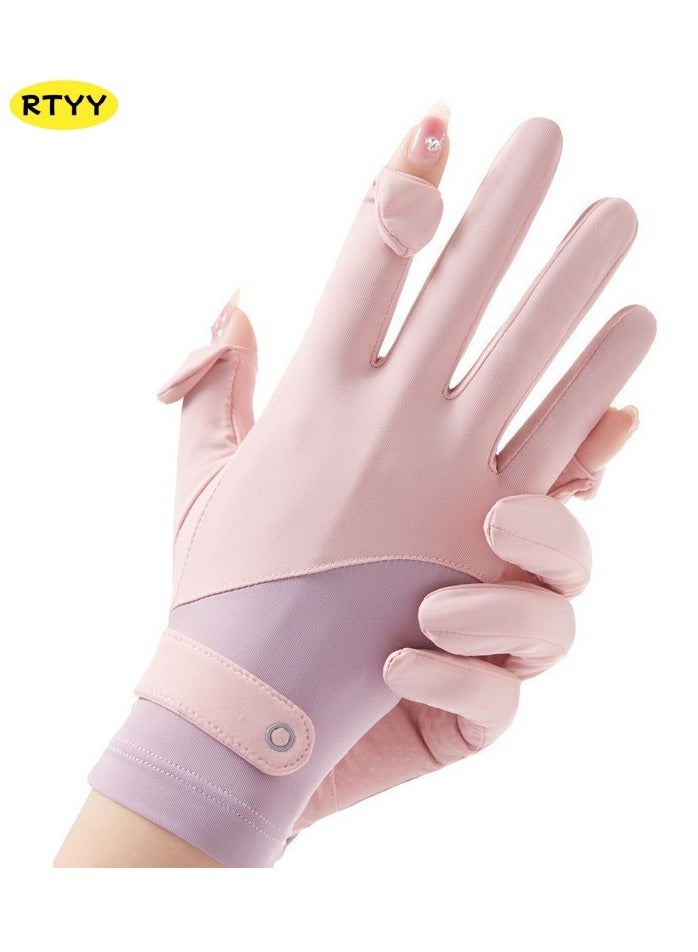 RTYY قفازات نسائية،قفاز سواقة،قلفزات سواقه،قفازات الحماية من الشمس،قفازات صيفية مضادة للانزلاق، مزودة بشاشة لمس كاملة الأصابع، مناسبة للقيادة في الصيف، وركوب السيارات، وصيد الأسماك، ولعب الجولف، والأنشطة الخارجية. - Image 1