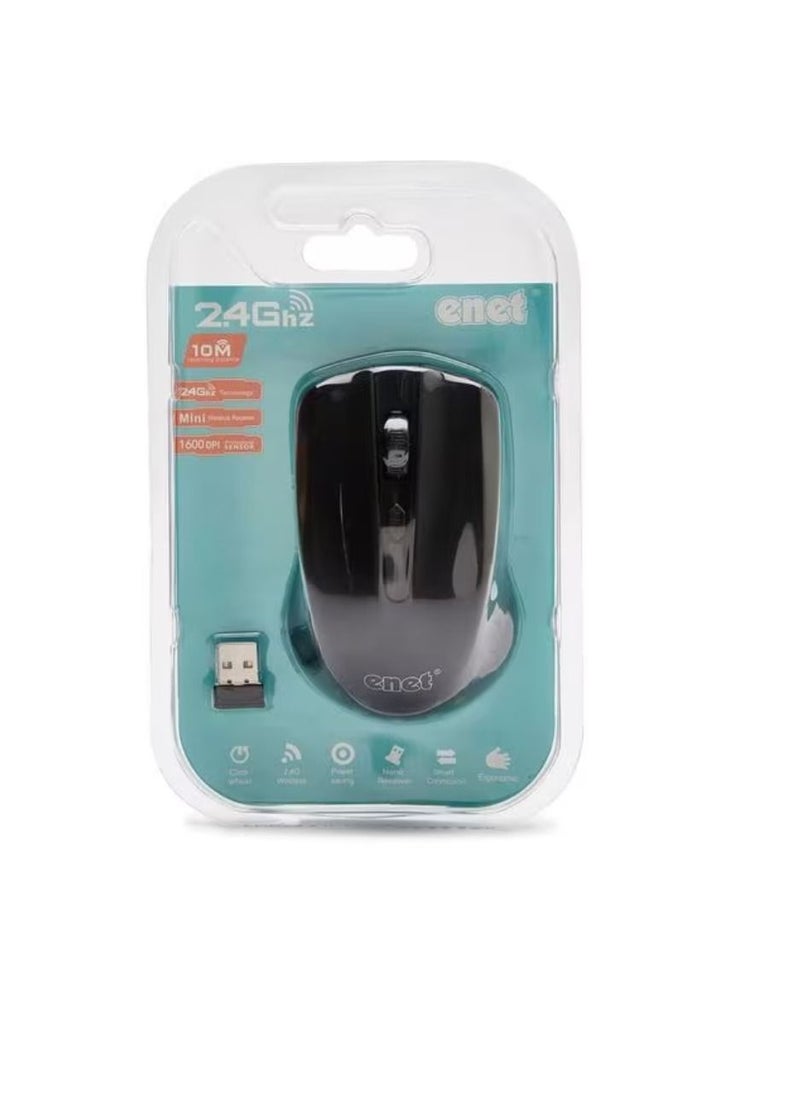 Enet - Wireless Optical Mouse Computer Mouse For PC Laptop Wireless Mouse Black - Image 1
