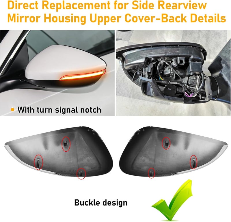 Abodvu Compatible Mirror Covers for Honda Accord 2018-2022 - Left & Right Side, Pearl White - Image 4