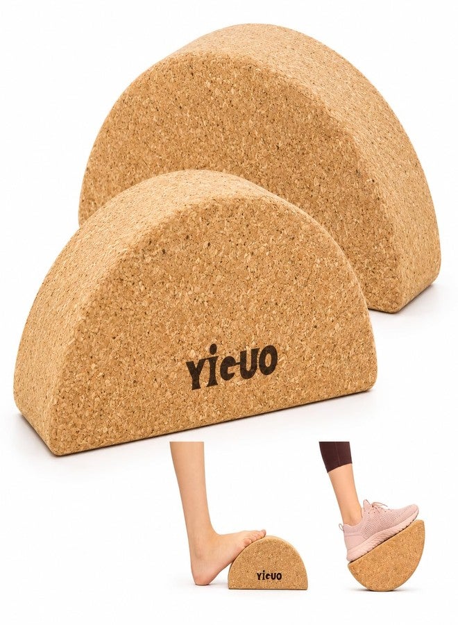 YIGUO Cork Half Moon Yoga Blocks, Slant Board for Plantar Fasciitis, Calf Stretching, Heel Squats & Ankle Mobility, Eco Cork Foot Stretcher for Yoga & Recovery - Image 1