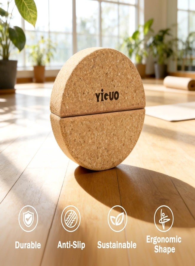 YIGUO Cork Half Moon Yoga Blocks, Slant Board for Plantar Fasciitis, Calf Stretching, Heel Squats & Ankle Mobility, Eco Cork Foot Stretcher for Yoga & Recovery - Image 3