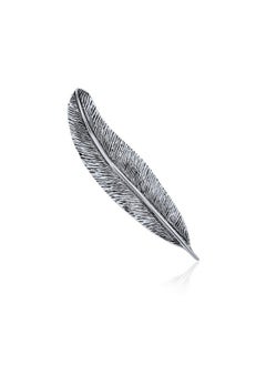 Writing Quill Feather Leaf Pin Brooch Western Jewelry For Women Oxidized .925 Sterling Silver