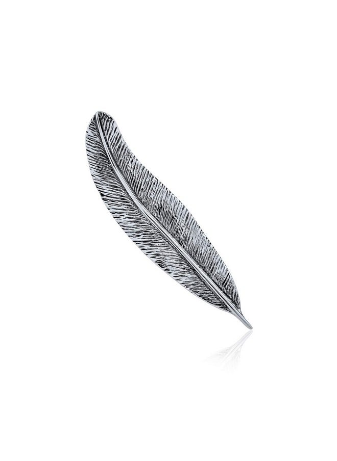BLING JEWELRY - Writing Quill Feather Leaf Pin Brooch Western Jewelry For Women Oxidized .925 Sterling Silver - Image 1