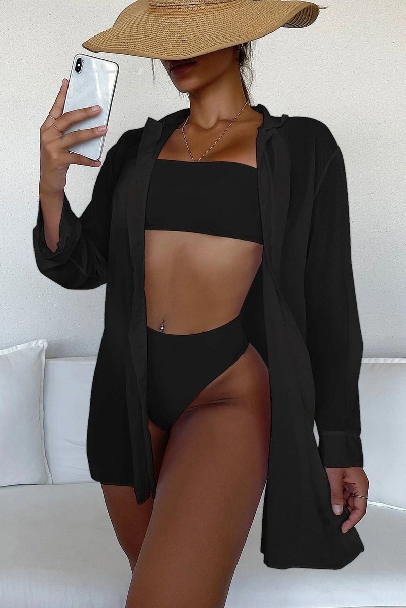 Angelsin Chiffon Shirt Beach Dress Pareo Kimono Kaftan - Image 1