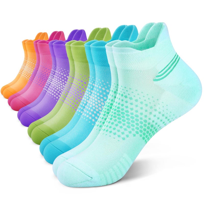 PAPLUS 6 Pairs Ankle Compression Socks for Women, Running Socks with Heel Tab, Cushioned Low Cut Athletic Socks - Image 1
