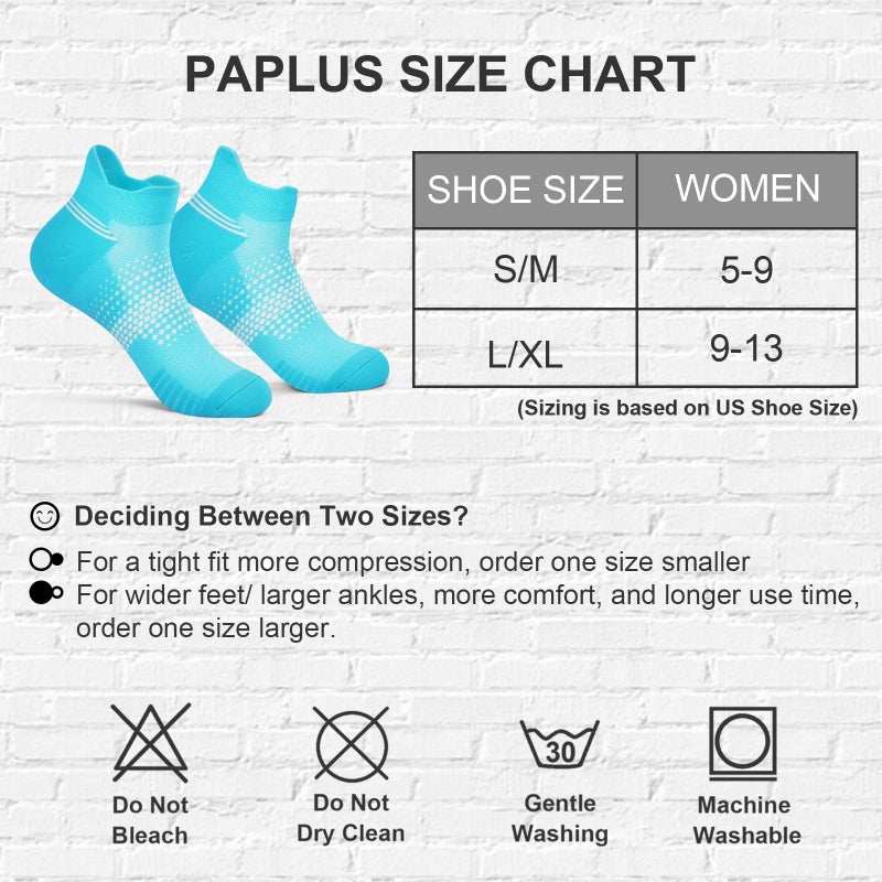 PAPLUS 6 Pairs Ankle Compression Socks for Women, Running Socks with Heel Tab, Cushioned Low Cut Athletic Socks - Image 3