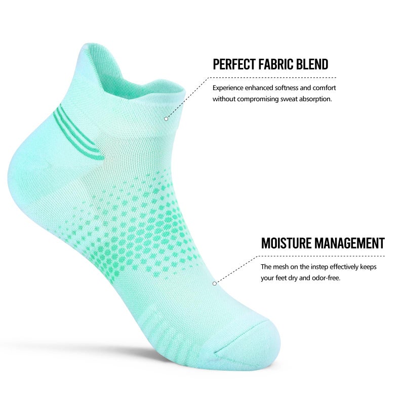 PAPLUS 6 Pairs Ankle Compression Socks for Women, Running Socks with Heel Tab, Cushioned Low Cut Athletic Socks - Image 4