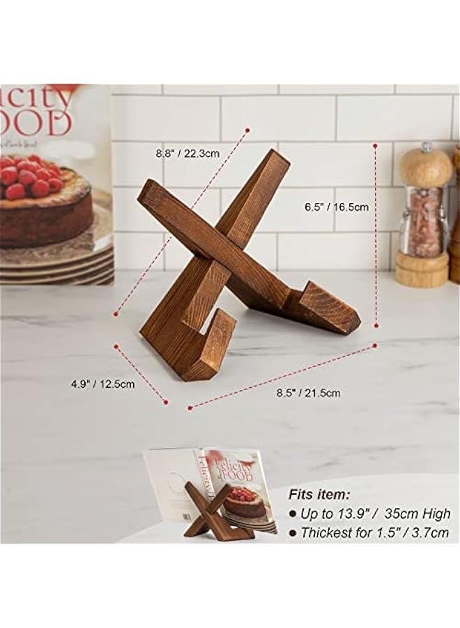 Wooden Recipe Book Holder for Kitchen, Cookbook Stand, Multifunctional Display Stand and Counter Decor - Brown - Image 5