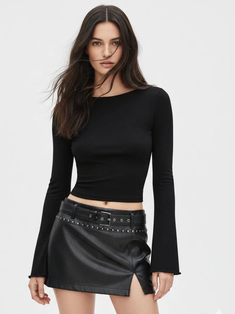 Black Back Multiple Bows Detail Fitted Top