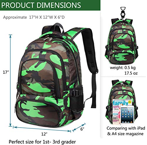 BLUEFAIRY Kids Backpacks for Boys Girls Elementary Primary Middle School Bookbags Back to School Bags for Childs Age 6-8 Mochilas Escolares para NiÃ±os NiÃ±as 17 Inch Black/Green - Image 2