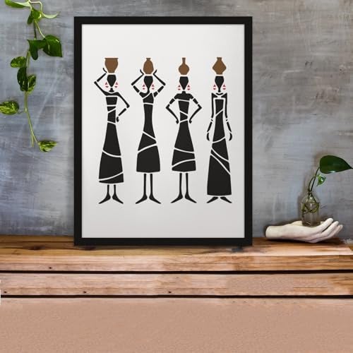 SWAGSTATION African Tribal Stencils - Kokopelli Border & Warli Stencils for Wall Painting - (12x12 Inch & 4x8 Inch 2 Stencils) Tribal Dance Stencil - Image 3