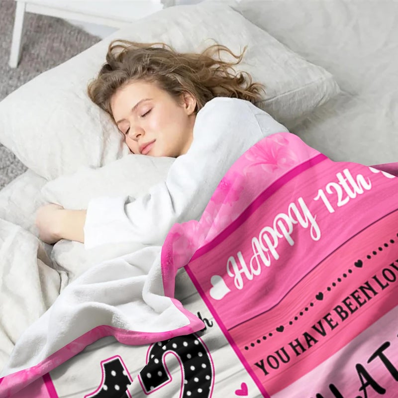 PVDSAVE 12 Year Old Girl Birthday Gifts - Gifts for 12 Year Old Girl - 12th Birthday Decorations for Girls - Twelve YR Bday Gift for Girls Daughter Granddaughter Niece Sister Ideas Blanket 50"x60" - Image 3