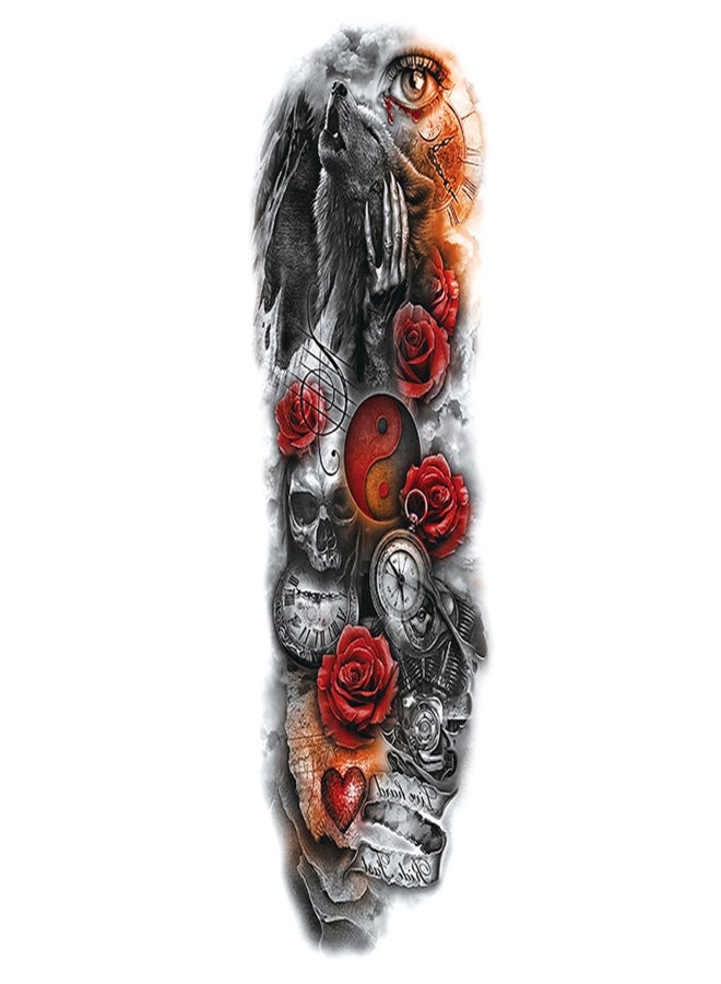 1 Sheet Full Arm Temporary Fake Tattoos Sticker Large Arm Sleeve Tattoo Waterproof Tattoos Large Vine Peony Flower Rose Tattoo Stickers for Men and Women - Image 1