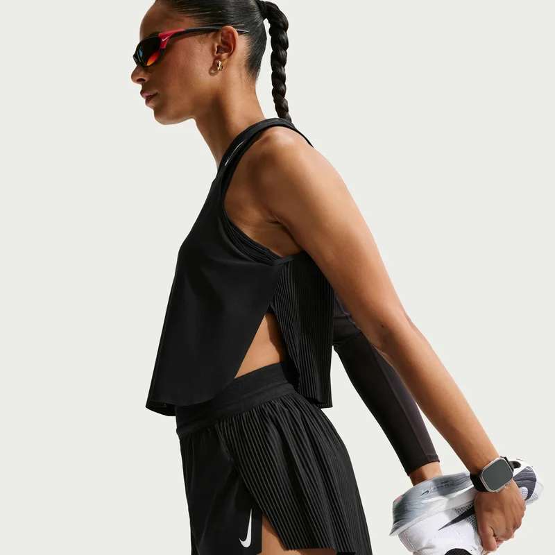 Nike Black Women's AeroSwift Dri-FIT ADV Cropped Running Tank Top for Women | Best Price UAE