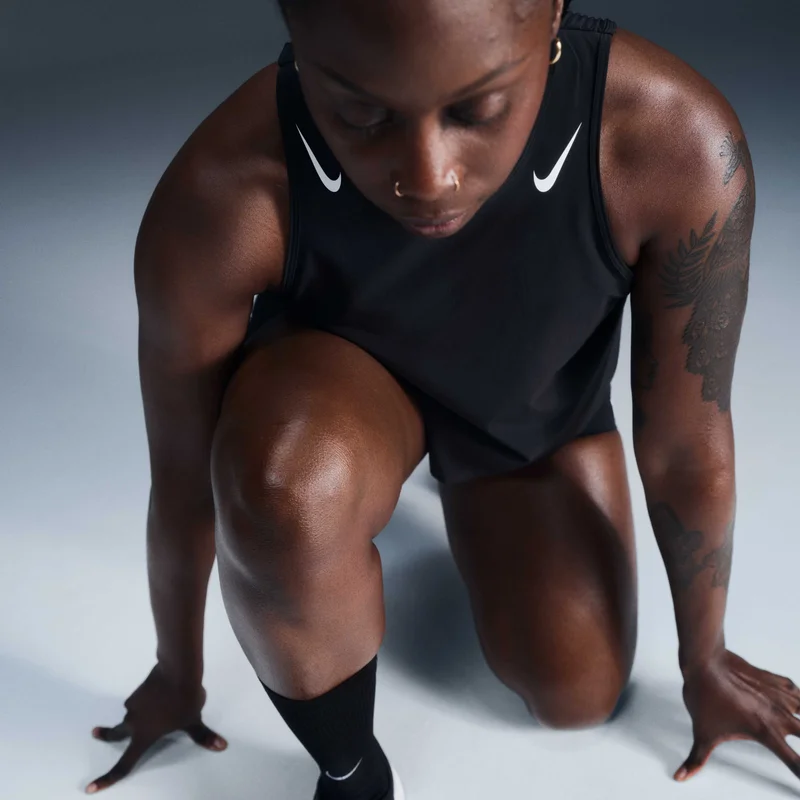 Nike Black Women's AeroSwift Dri-FIT ADV Cropped Running Tank Top for Women | Best Price UAE