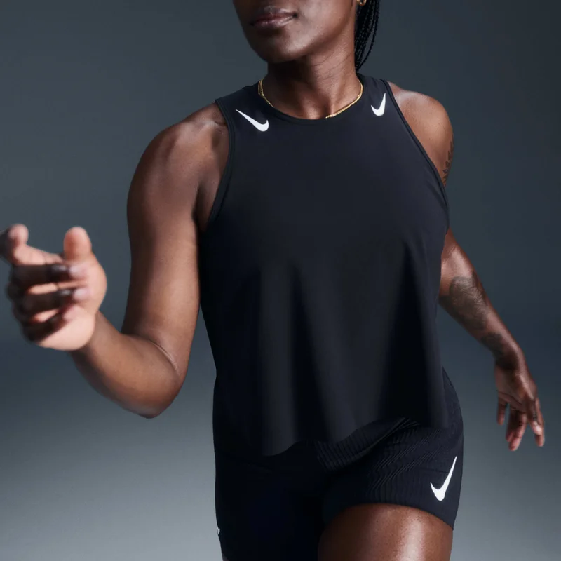 Nike Black Women's AeroSwift Dri-FIT ADV Cropped Running Tank Top for Women | Best Price UAE