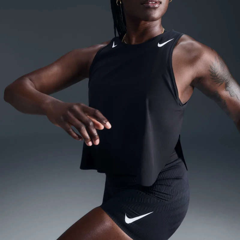 Nike Black Women's AeroSwift Dri-FIT ADV Cropped Running Tank Top for Women | Best Price UAE