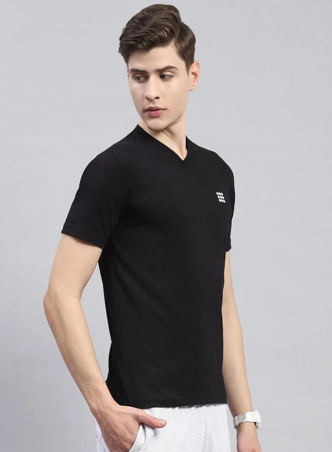 Rock.it Rock.it Men Black Solid V Neck Short Sleeves T-Shirt