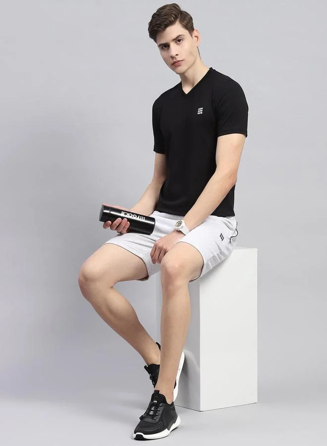 Rock.it Rock.it Men Black Solid V Neck Short Sleeves T-Shirt