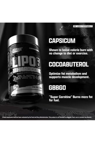 Lipo 6 Hardcore Maximum Fat Burner, Helps Reduce Appetite And Cravings, Fires Up Metabolism, 60 Capsules - view 3
