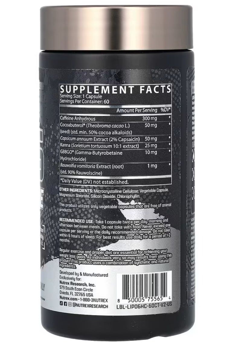 Nutrex Research Lipo 6 Hardcore Maximum Fat Burner, Helps Reduce Appetite And Cravings, Fires Up Metabolism, 60 Capsules - Image 4