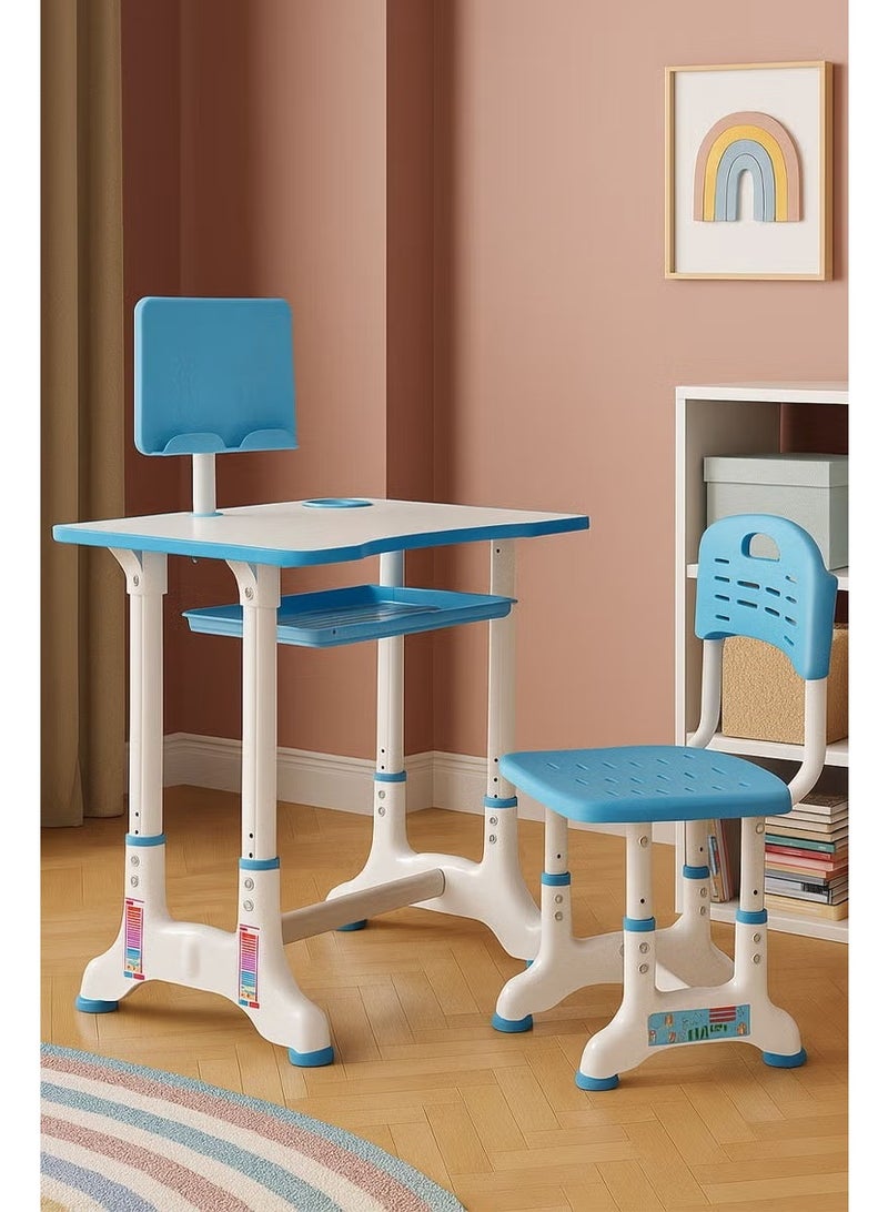 كادي ون مجموعة طاولة دراسة مع كرسي للأطفال والطلاب ، سطح مكتب قابل للإمالة بارتفاع قابل للتعديل للراحة للحفاظ على الوضعية والقراءة والكتابة للأطفال الصغار من الأولاد والبنات - Image 1