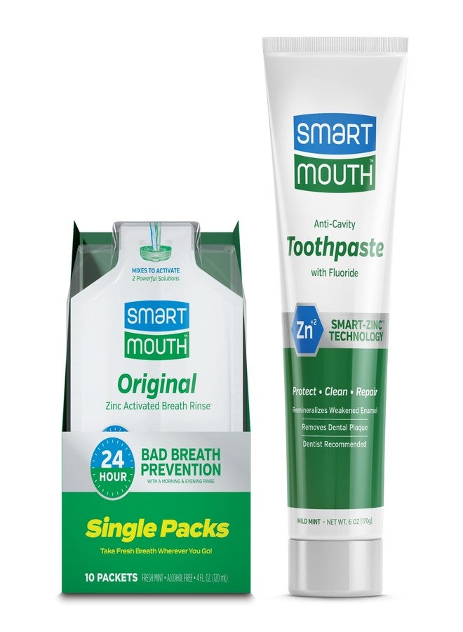 SmartMouth Original Activated Mouthwash Single Packs & Premium Zinc Ion Toothpaste - Image 1