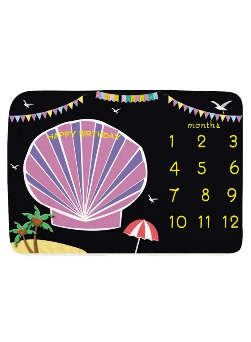 Baby Milestone Oyster Beach Print Blanket