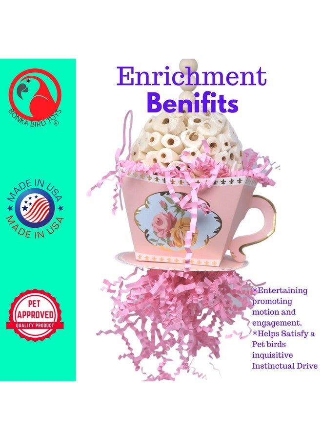Bonka Bird Toys Bonka Bird Toys 2441 Pink Sola Teacup 8" High by 4" Wide Medium Parrot Chew Cage Toy, Conures, Ringneck, Quakers, and Similar - Image 5