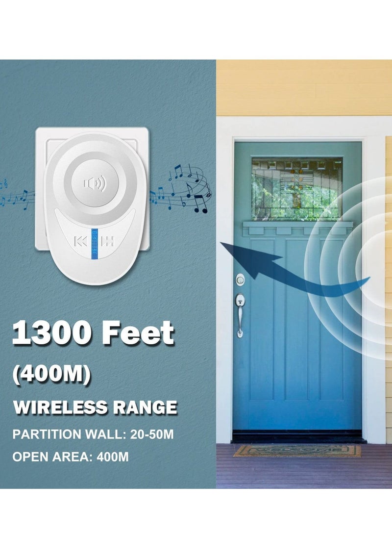 SYOSI Wireless Doorbell, Waterproof Doorbell Kits - Door Chime at 1000 Ft of Open Range, 48 Melodies, 85dB Alarm Tone, 5 Level Volume and Led Flash for Home, Office, Shop (White) - Image 4